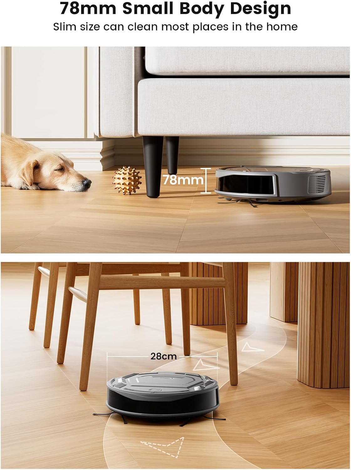 Lefant M210 Pro Robot Vacuum Cleaner, 6 Cleaning Modes, 200 Mins Runtime, 4000Pa Suction, SmartSense Technology, Grey