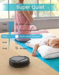 LEFANT Robot Aspirapolvere,Potenziamento del Tappeto,2200Pa,120 Minuti,Piccolo aspirapolvere robot 7,8 cm sottile 28 cm Diam,Wi-Fi/App/Alexa,Ideale per peli di animali domestici M210P Grigio