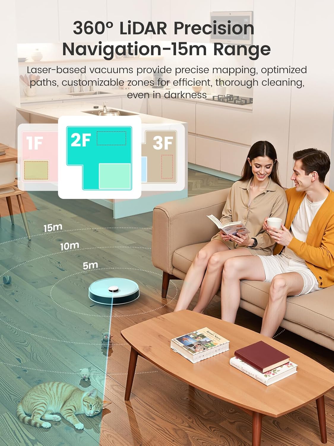 Lefant M3 Robot Vacuum and Mop,12000Pa Suction Smart Obstacle Avoidance,Zero-Tangling,Self-Washing & Drying, Self-Emptying,Dual Spinning Mop for Pet Hair Dust, White