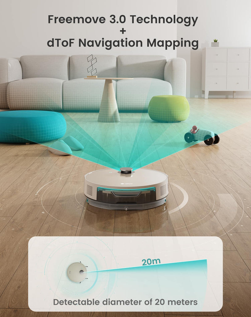 Lefant N3 Robot Vacuum and Mop Combo, Precision Mapping with Lidar