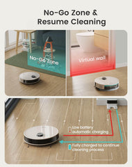 Lefant N3 Robot Vacuum and Mop Combo, Precision Mapping with Lidar & dToF Sensors, Multi Mapping, No-Go&No-Mop Zones, 4000Pa Suction & Sonic Mopping 2 in 1 Robotic Vacuum Cleaner