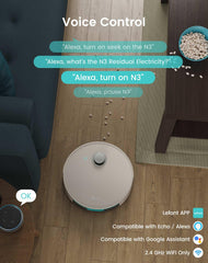 Lefant N3 Robot Vacuum and Mop Combo, Precision Mapping with Lidar & dToF Sensors, Multi Mapping, No-Go&No-Mop Zones, 4000Pa Suction & Sonic Mopping 2 in 1 Robotic Vacuum Cleaner