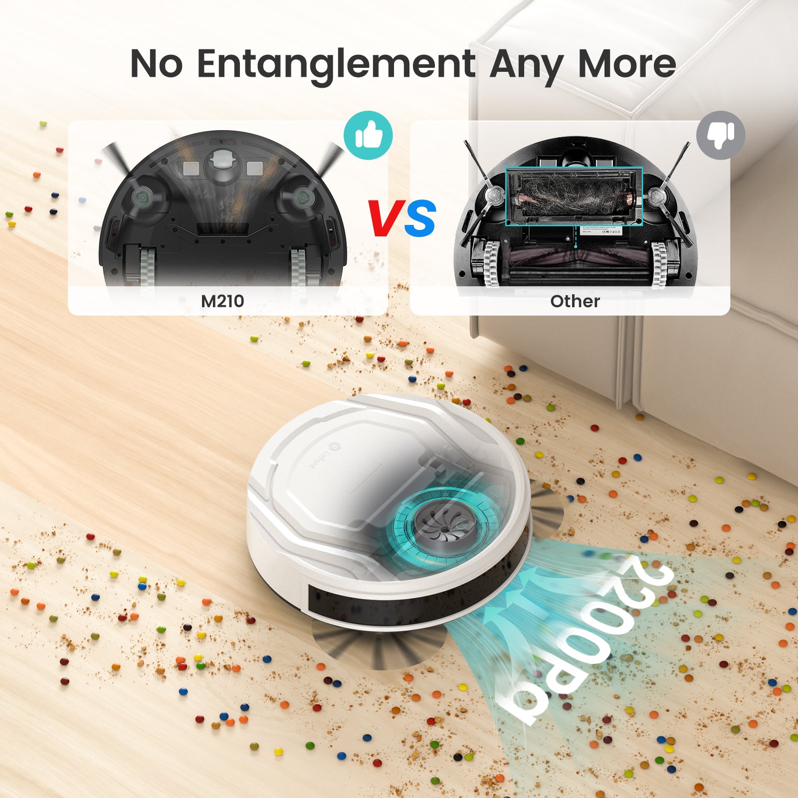 Lefant M210P White Robot Vacuum | 2200Pa Anti-Tangle | EU Fast