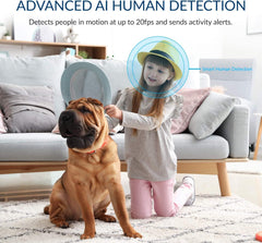 Pan-Tilt Dome Security Camera, 360 Degree 2.4G Smart Indoor Pet Dog Cat Cam with Night Vision, 2-Way Audio, Motion Detection, Phone APP