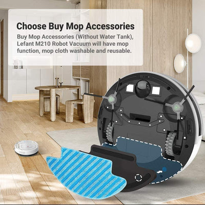 Accessori per mop per aspirapolvere robot Lefant M210 Facile da installare e rimuovere Lavabile Riutilizzabile Forte blocco dell'acqua 2 Panni per mop senza serbatoio dell'acqua